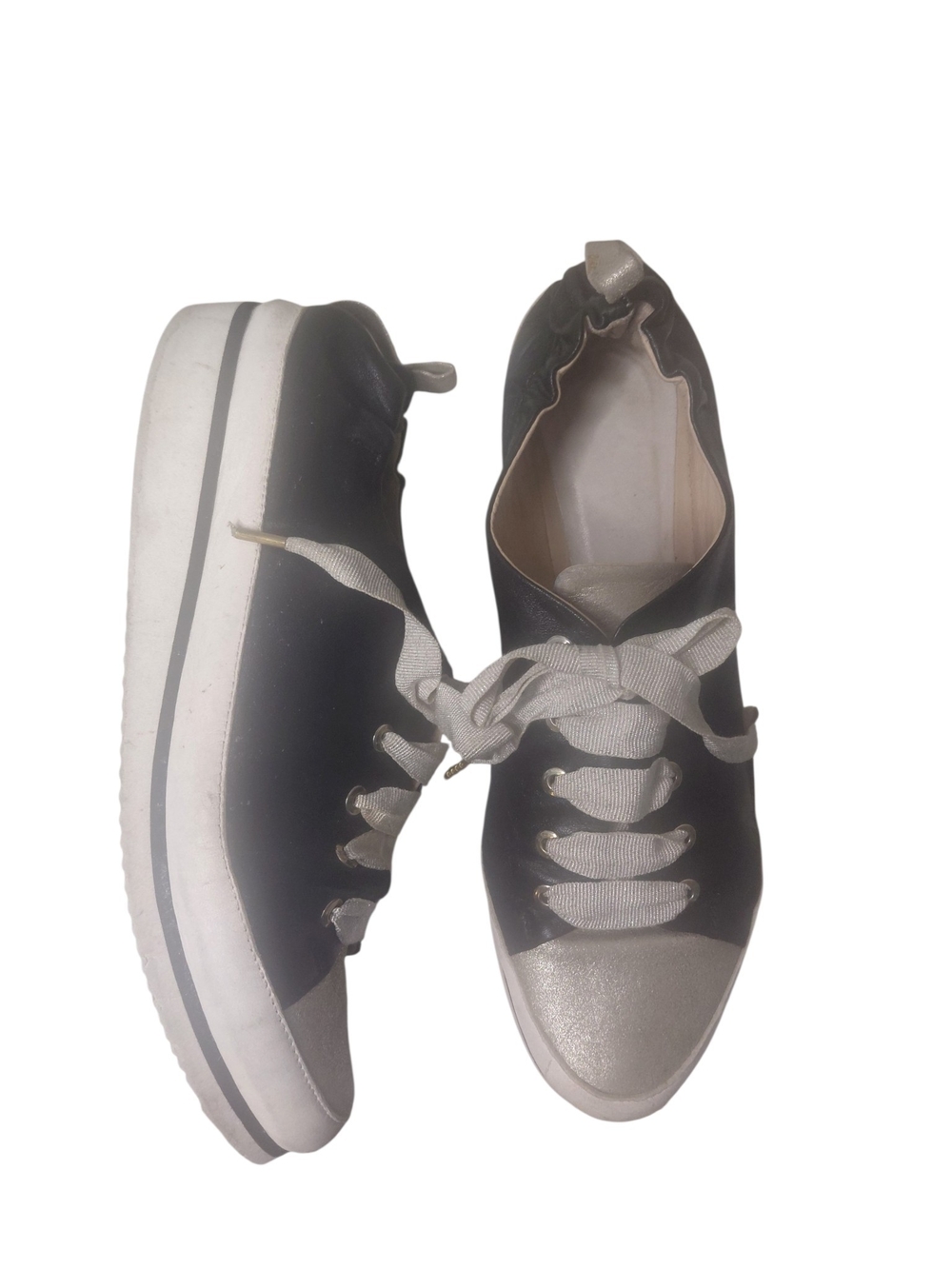 Ron White Nova Women's Black and Silver Platform Lace-Up Sneakers Size 9